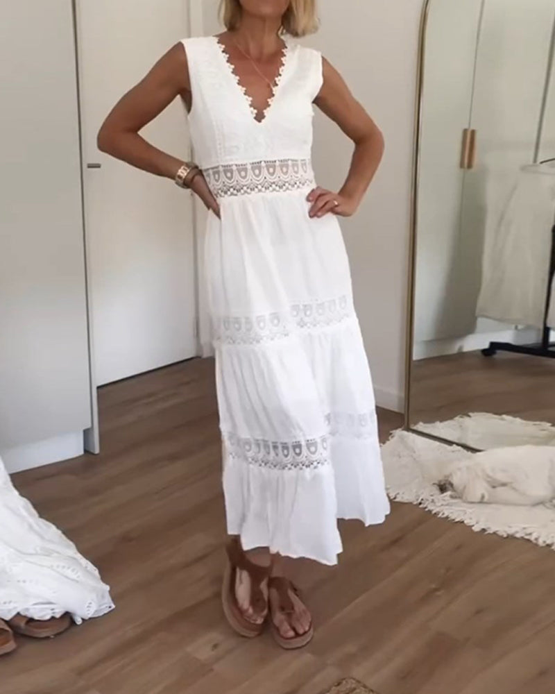 Franziska - Robe classique élégante pour femmes avec décolleté en V profond