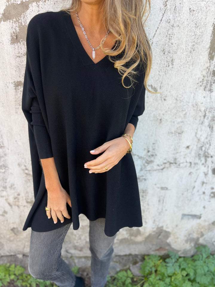 Anna™ – Pull en maille doux avec col en V et manches longues
