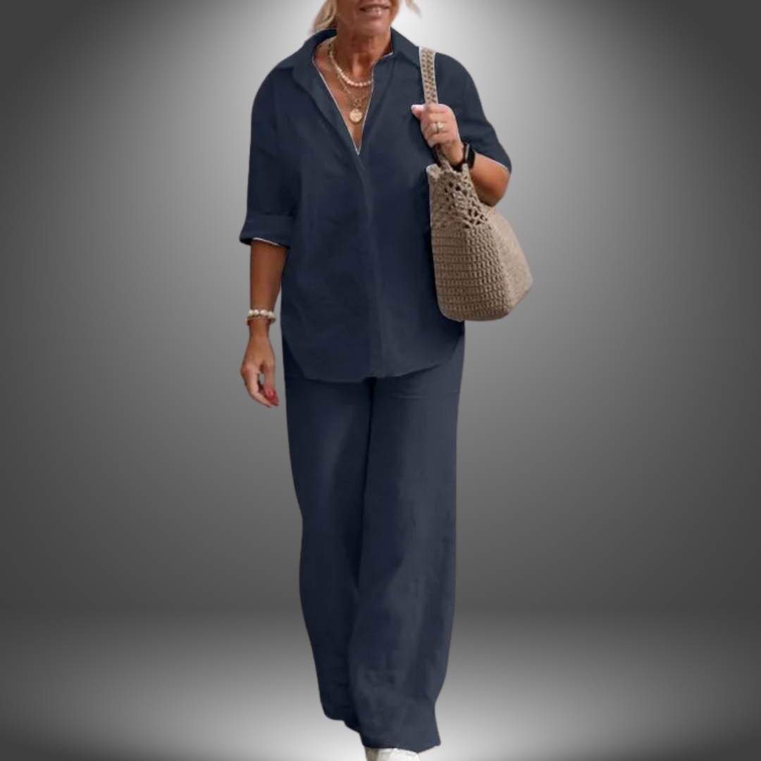 Aurora | Ensemble Chemise et Pantalon en Coton Artisanal