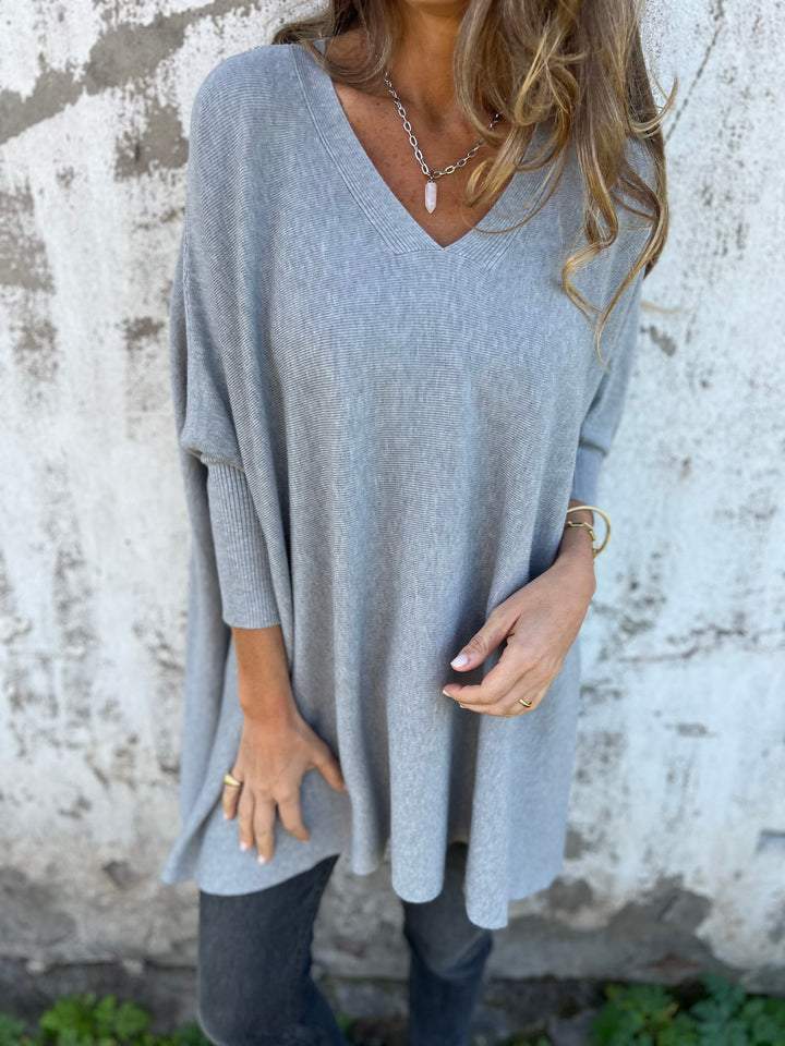 Anna™ – Pull en maille doux avec col en V et manches longues