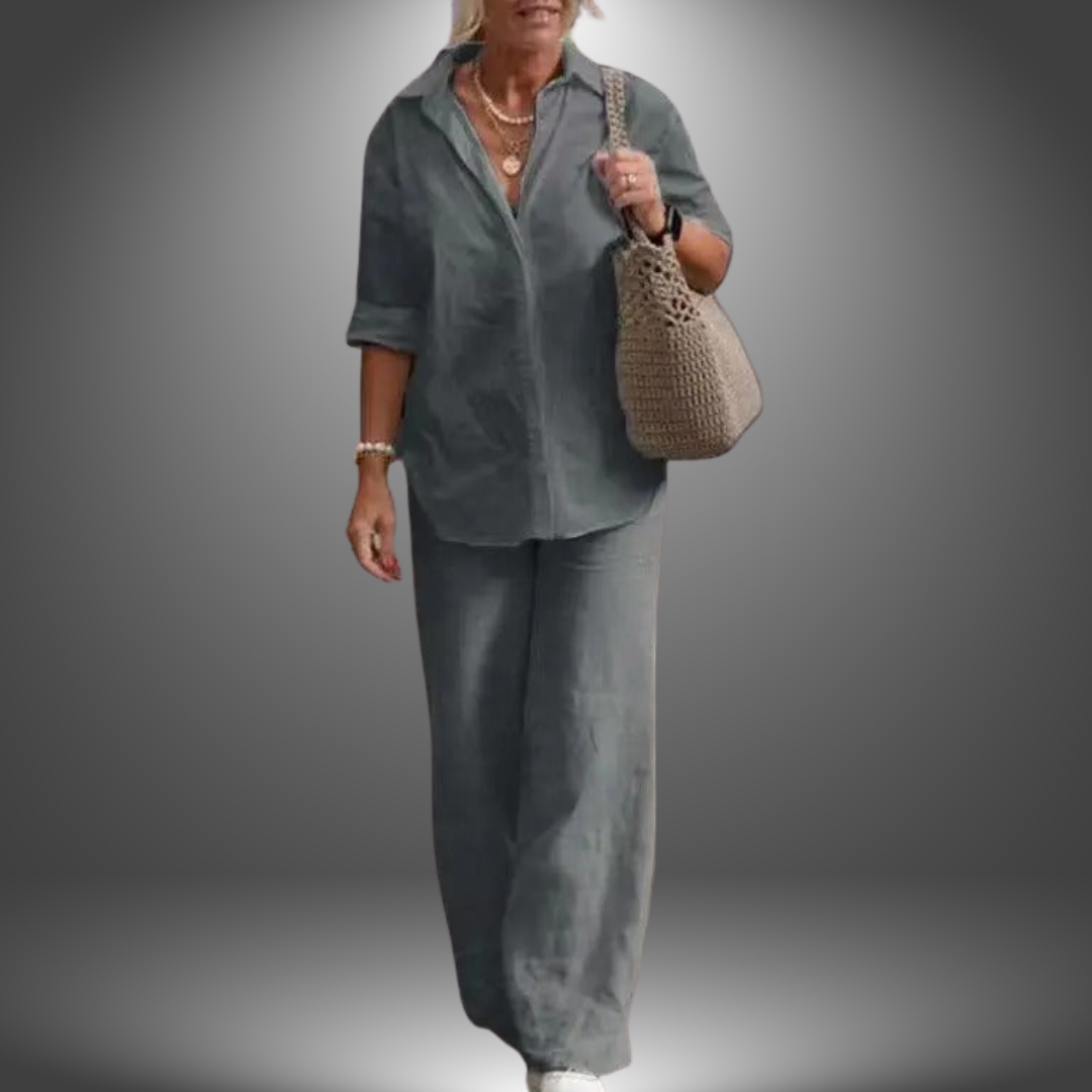 Aurora | Ensemble Chemise et Pantalon en Coton Artisanal