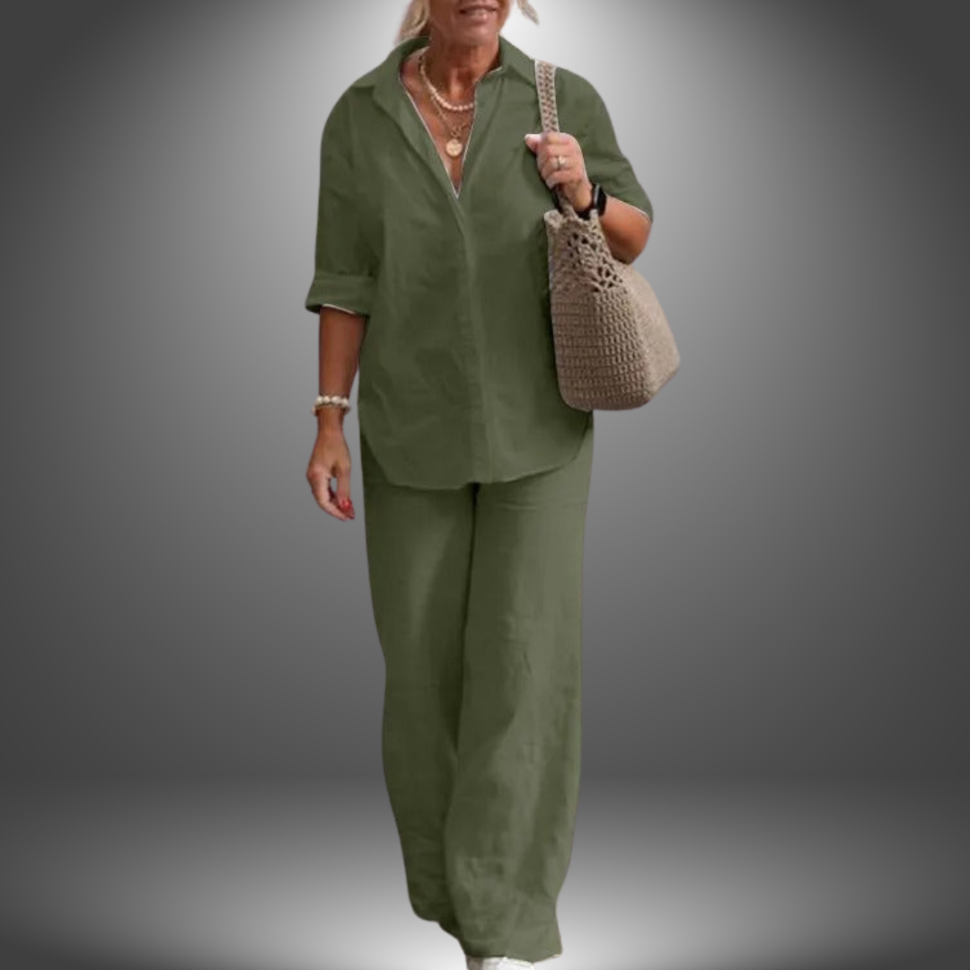 Aurora | Ensemble Chemise et Pantalon en Coton Artisanal