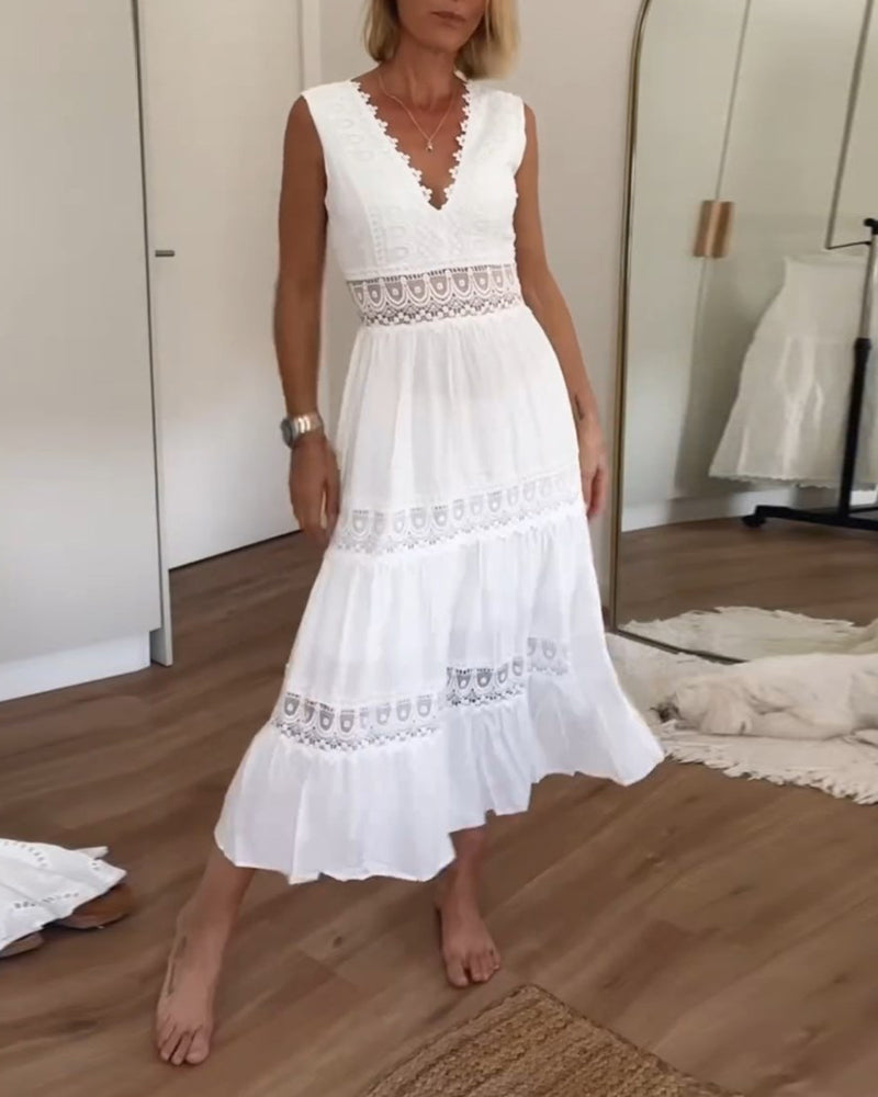 Franziska - Robe classique élégante pour femmes avec décolleté en V profond
