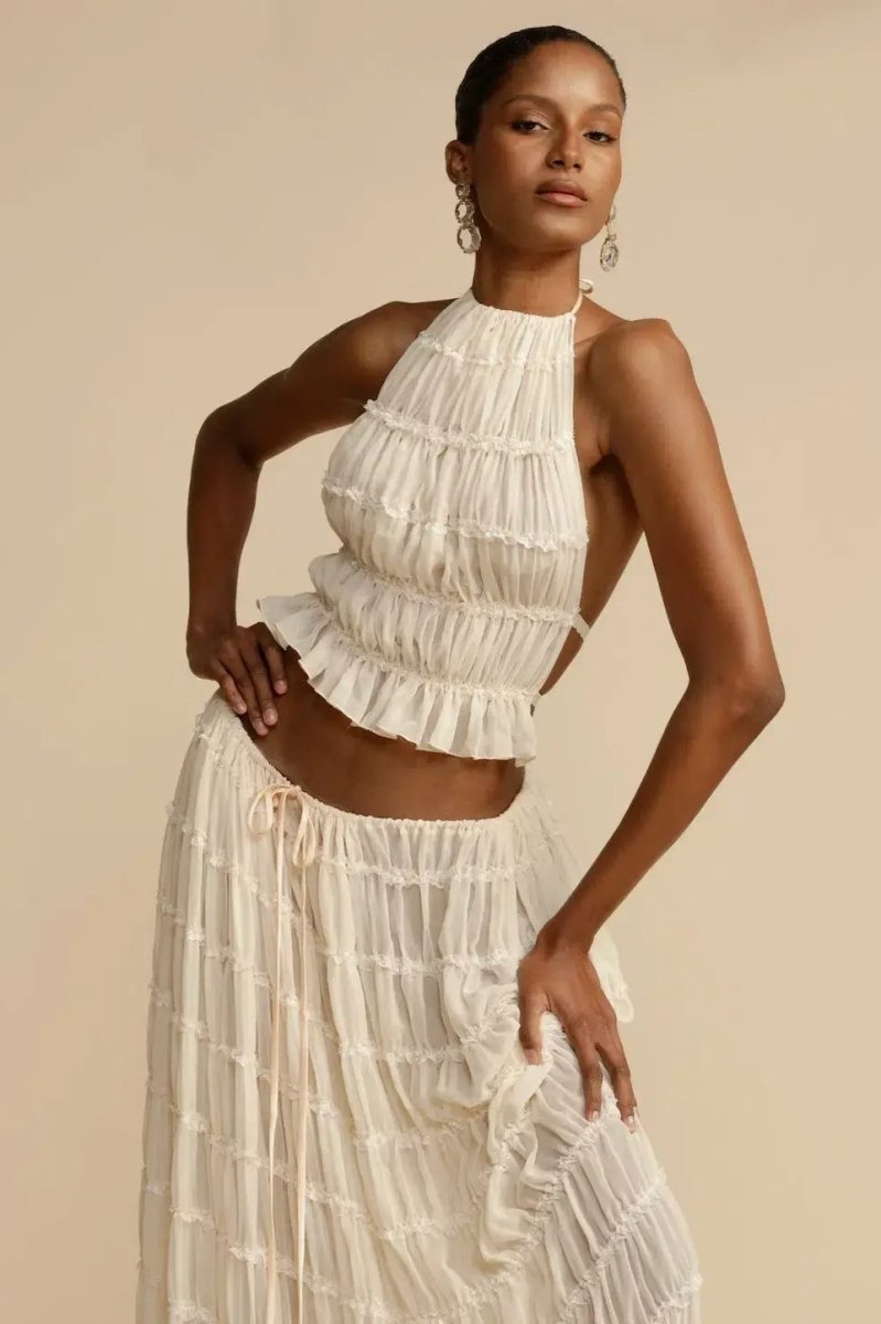 Rosalie Backless Pleated Set